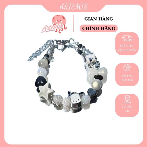 Vòng tay dạng hạt chuỗi hoạt tiết dễ thương mix charm Artemis - Hình ảnh 4