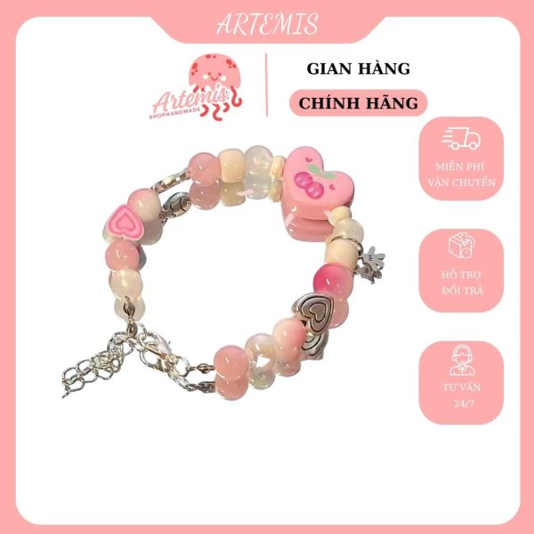 Vòng tay dạng hạt chuỗi hoạt tiết dễ thương mix charm Artemis - Hình ảnh 5