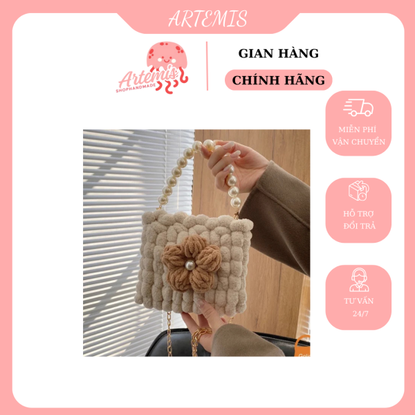 Ví Cầm Tay Handmade Hoa 3D Len Nhung Artemis – Ngọt Ngào, Tinh Tế, Đậm Chất Riêng - Hình ảnh 2