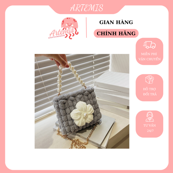 Ví Cầm Tay Handmade Hoa 3D Len Nhung Artemis – Ngọt Ngào, Tinh Tế, Đậm Chất Riêng - Hình ảnh 3
