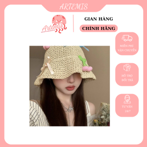 Mũ Cói Handmade Trang Trí Trái Cây & Nơ – Phong Cách Vintage Nhật Hàn – Artemis Handmade