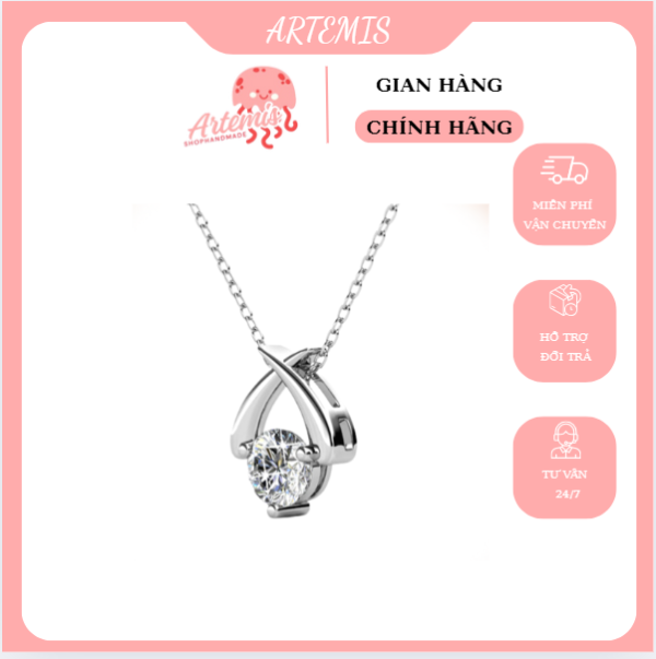 FELICIA Necklace - Dây chuyền vắt chéo đính pha lê Swarovski bạc Ý 925 phủ bạch kim - Hình ảnh 2