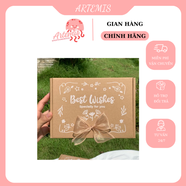 Hộp đựng quà Artemis chủ đề in chữ trắng