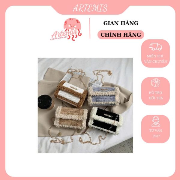 TÚI ĐEO CHÉO LEN HANDMADE - PHONG CÁCH HÀN QUỐC